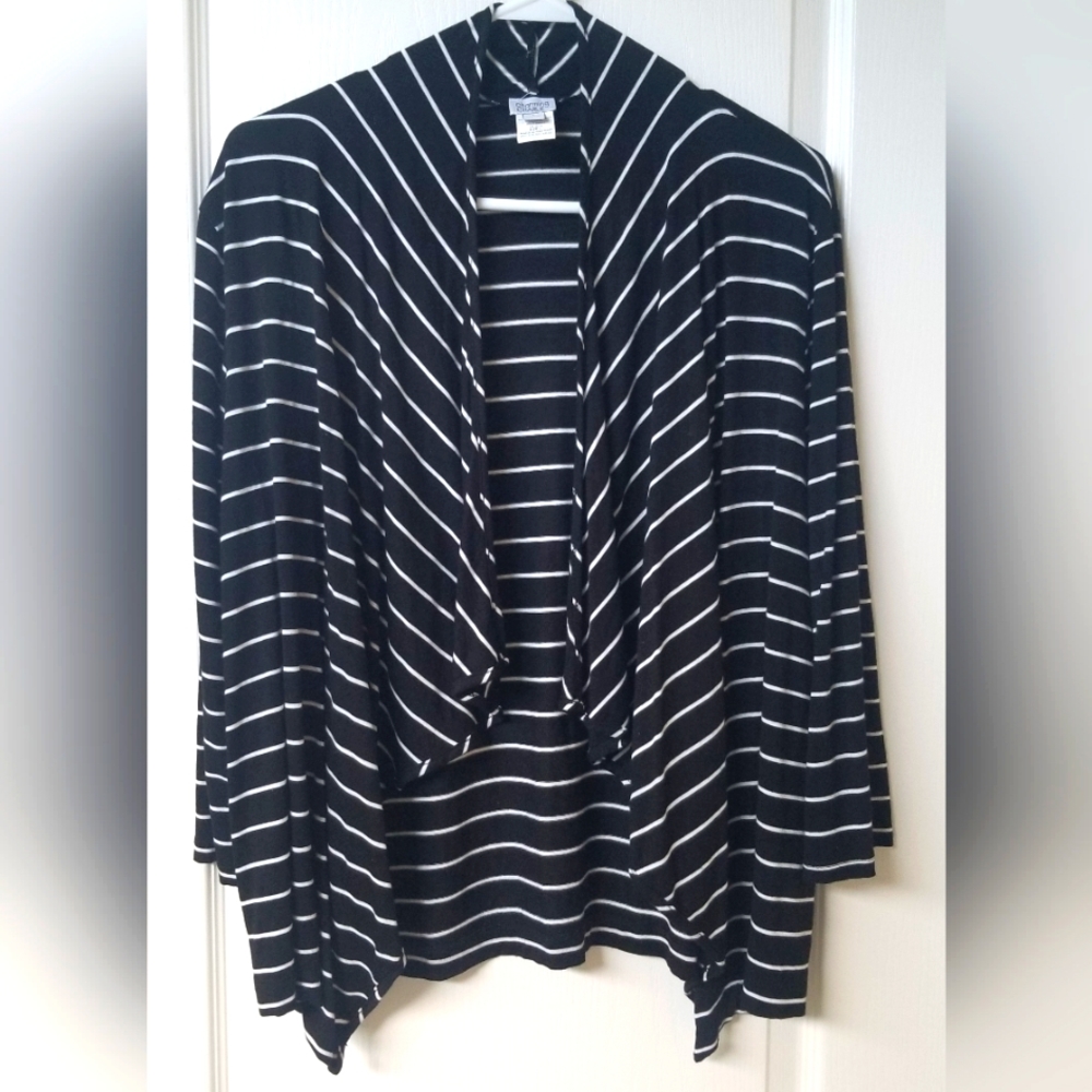 Charming Charlie 3/4 Sleeve Striped  Cardigan Size L